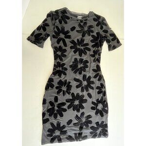 Desigual Womens Dress Black Mini Velvet Daisy Punk Grunge XS Bodycon Stretch